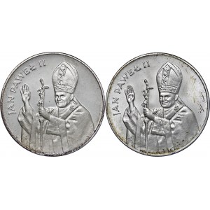 zestaw x 2, 1000 zł 1987, Jan Paweł II, Ag750, monety zapakowane w pudełko typu quadrum