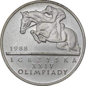 500 zł 1987, Igrzyska XXIV Olimpiady Seul 1988, Ag750, moneta zapakowana w pudełko typu quadrum