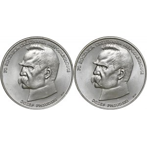 2x50 000 zł 1988, Józef Piłsudski, Ag750, moneta zapakowana w opakowanie typu quadrum