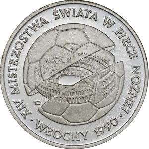 500 zł 1988, XIV Mistrzostwa Świata w Piłce Nożnej - Włochy 1990, Ag 750, moneta zapakowana w pudełko typu quadrum