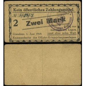 banknoty obozowe, 2 marki, 1.06.1918