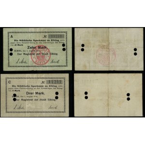 Prusy Zachodnie, zestaw: 3 marki i 10 marek, 5.08.1914