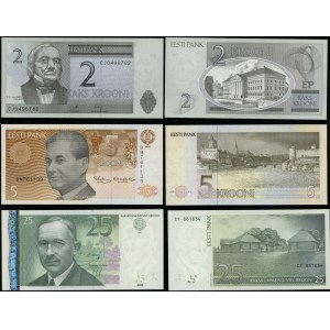 Estonia, zestaw: 2, 5, 25 koron, 2007