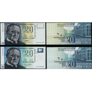 Finlandia, zestaw 5 banknotów, 1963-1993