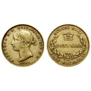 Australia, 1/2 funta (1/2 suwerena), 1861, Sydney