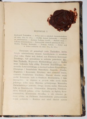 TURKUŁŁ Jan - Gawędy familijne. Pamiętnik z XIX wieku. Kraków 1897