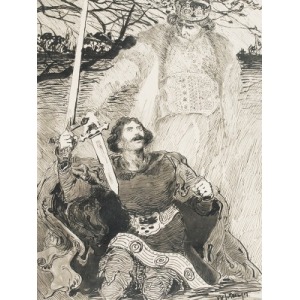 Włodzimierz TETMAJER (1862-1923), Na kolanach - ilustracja do książki Kazimierza Przerwy Tetmajera „Anioł Śmierci”