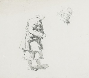 Józef BRANDT (1841-1915), Studium postaci w płaszczu oraz studium głowy
