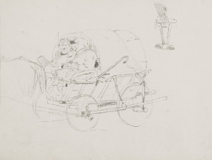 Józef BRANDT (1841-1915), Szkic postaci w wozie