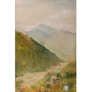 Irena WEISS - ANERI (1888-1981), Pejzaż górski z rzeką, 1961