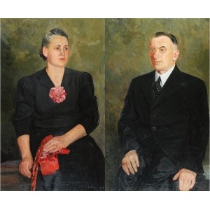 Antoni SERBEŃSKI (1886-1957), Portrety Tadeusza i Heleny Grubowskich - para obrazów, 1943