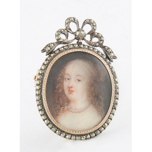 Brosza z miniaturą - portretem królowej Polski Ludwiki Marii Gonzagi de Nevers