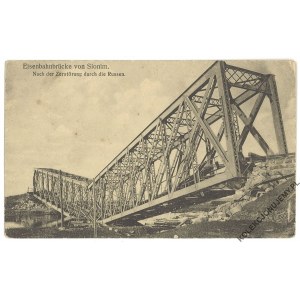 [SŁONIM] Eisenbahnbrücke von Slonim. Nach der Zerstörung durch die Russen