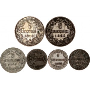 German States Frankfurt Lot of 6 Coins 1831 - 1836