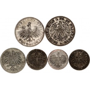 German States Frankfurt Lot of 6 Coins 1831 - 1836