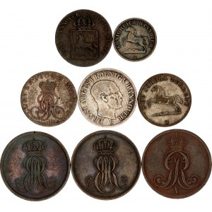 German States Hannover Lot of 8 Coins 1827 - 1854