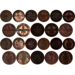 German States Saxony-Albertine Lot of 11 Coins 1862 - 1872