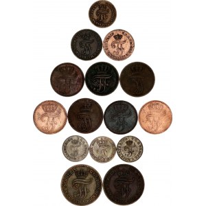 German States Schwerin Lot of 15 Coins 1843 - 1872