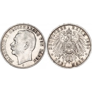 Germany - Empire Baden 3 Mark 1909 G