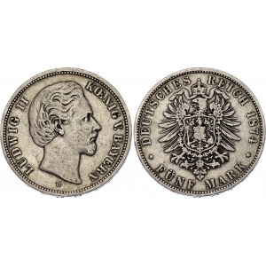 Germany - Empire Bavaria 5 Mark 1874 D