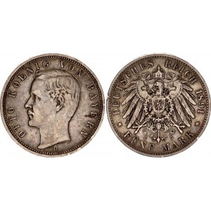 Germany - Empire Bavaria 5 Mark 1891 D