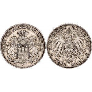 Germany - Empire Hamburg 3 Mark 1909 J