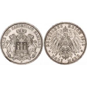 Germany - Empire Hamburg 3 Mark 1912 J
