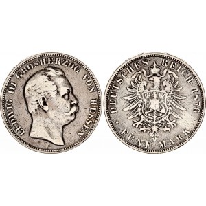 Germany - Empire Hessen-Darmstadt 5 Mark 1876 H