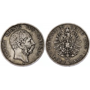 Germany - Empire Saxony 5 Mark 1876 E