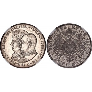Germany - Empire Saxony-Albertine 2 Mark 1909 E NGC UNC DETAILS