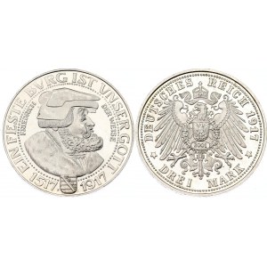 Germany - Empire Saxony 3 Mark 1917 (2001) Restrike