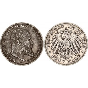 Germany - Empire Württemberg 5 Mark 1895 F