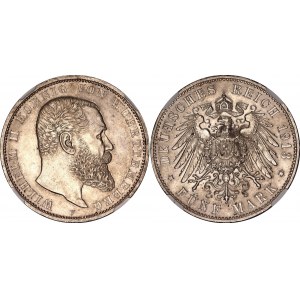 Germany - Empire Württemberg 5 Mark 1913 F NGC UNC DETAILS