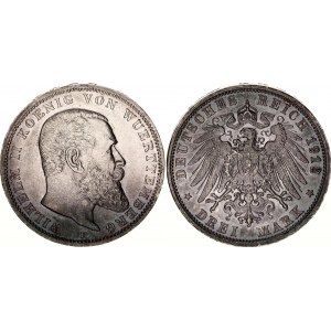 Germany - Empire Wurttemberg 3 Mark 1912 F