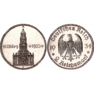 Germany - Third Reich 2 Reichsmark 1934 F NGC UNC DETAILS
