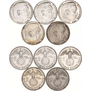 Germany - Third Reich 5 x 2 Reichsmark 1936 - 1939