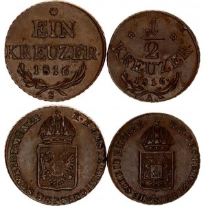 Austria 1/2 & 1 Kreuzer 1816 A