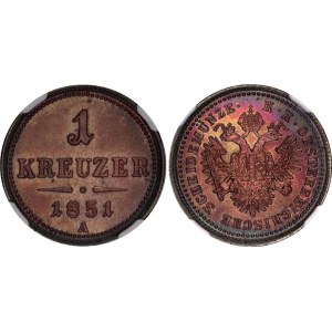 Austria 1 Kreuzer 1851 A NGC UNC