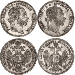 Austria 2 x 10 Kreuzer 1869 - 1870