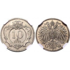 Austria 10 Heller 1894 CCG AU58