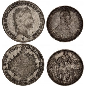 Hungary 20 Krajczar & 1 Korona 1844 - 1896