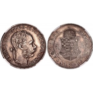 Hungary 1 Forint 1888 KB NGC AU 58