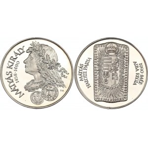 Hungary Commemorative Silver Medal 500th Anniversary of the Death of King Mátyás Hunyadi 1990 FM