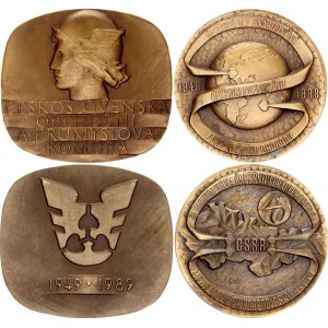 Czechoslovakia Lot of 2 Commemorative Bronze Medals 1988 - 1989