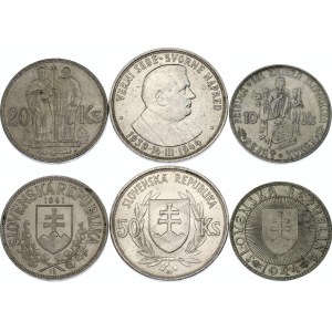 Slovakia Lot of 3 Silver Coins 1941 - 1944