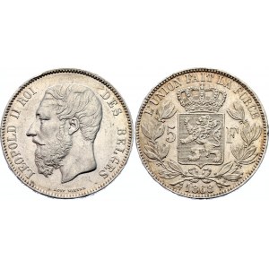 Belgium 5 Francs 1868