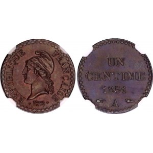 France 1 Centime 1851 A NGC MS 63 BN