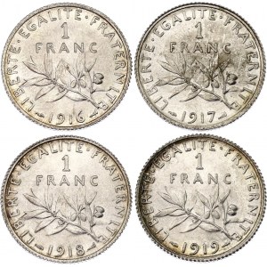 France 4 x 1 Franc 1916 - 1919