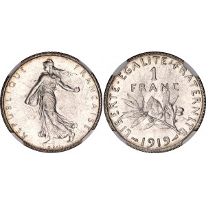 France 1 Franc 1919 NGC MS 63+