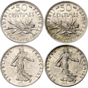 France 2 x 50 Centimes 1915 - 1916